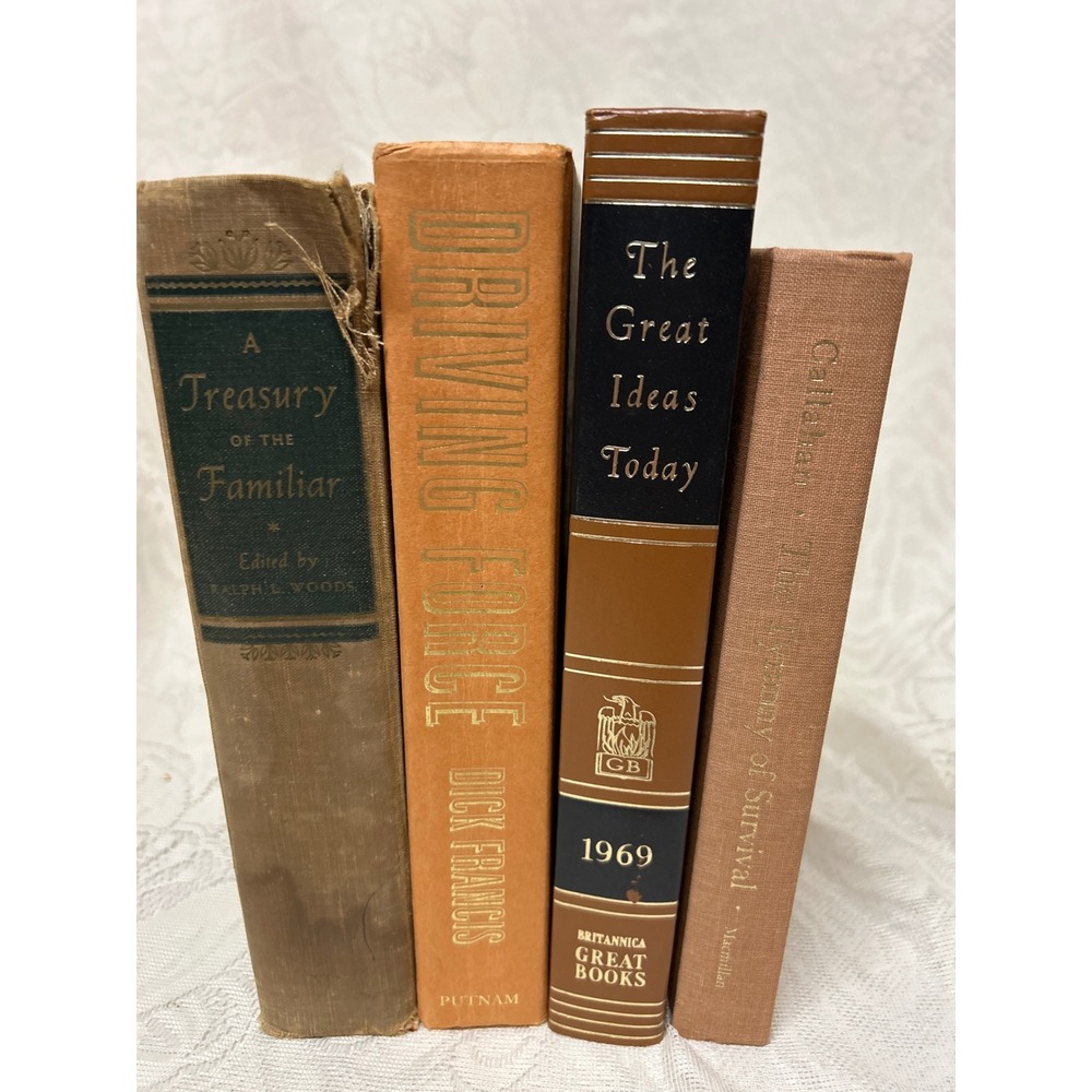 Vintage‎ Earth Tone Hardcover Book Set Brown Tan Orange Decor 4pc Staging